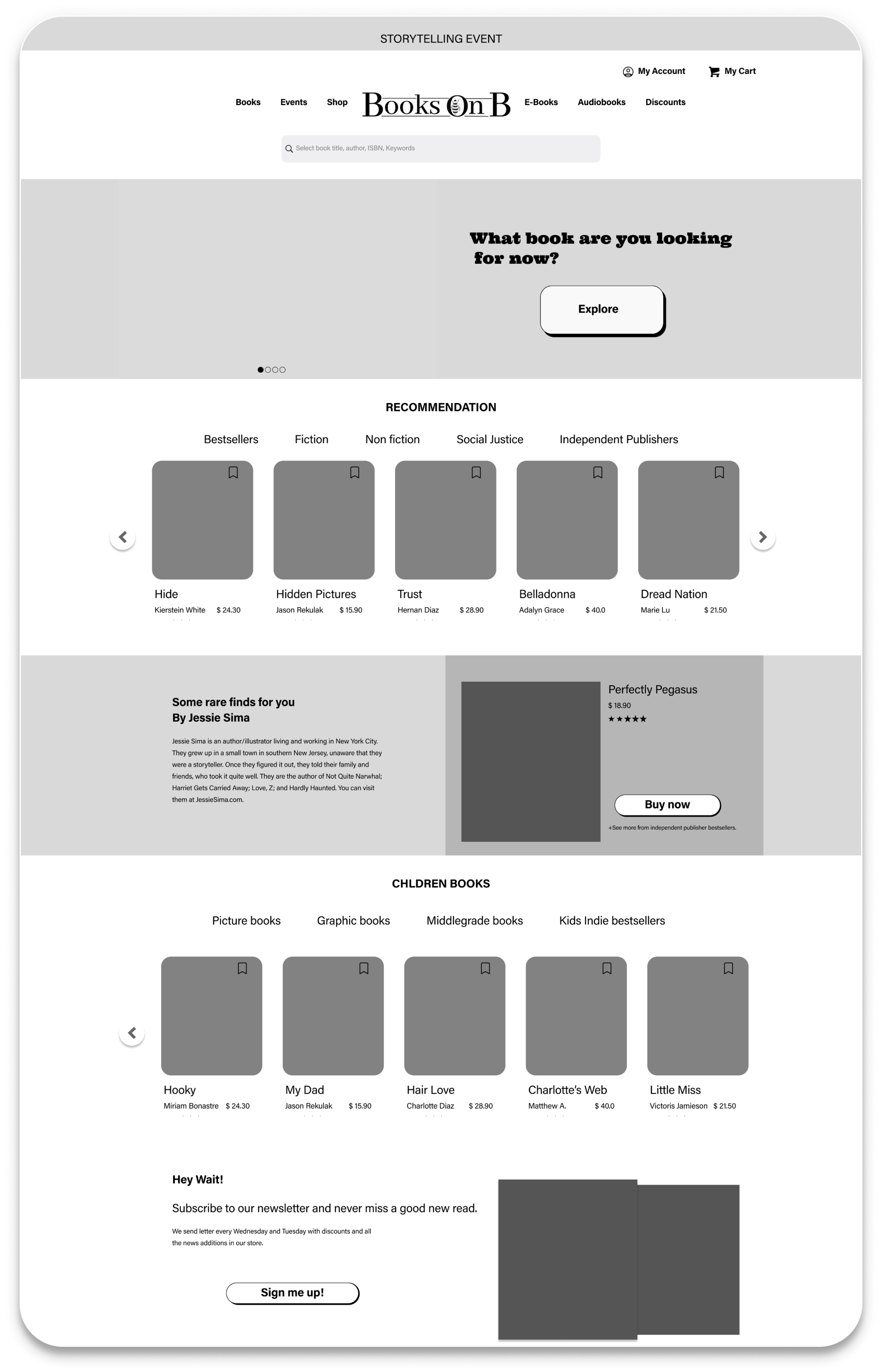 Mid-fidelity Homepage Wireframe