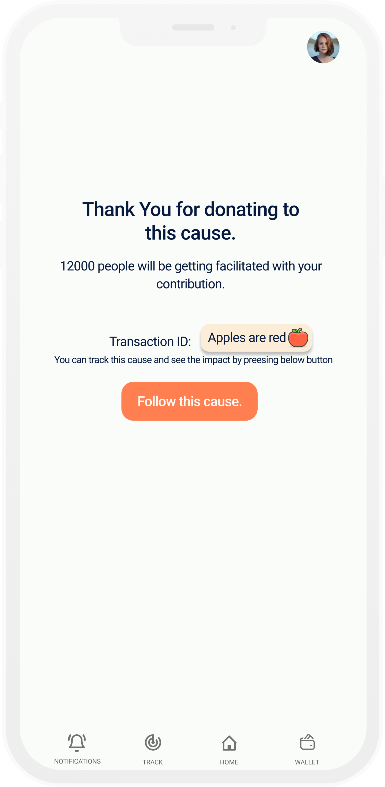 GiveDirectly App Interface - Donation Confirmation